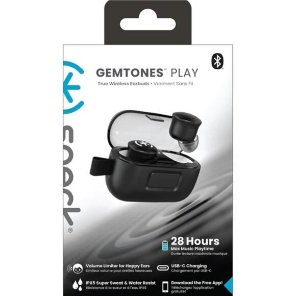 SPECK Gemtones Play True Wireless Earbuds BLACK 28 Hours Max Playtime - Picture 2 of 8